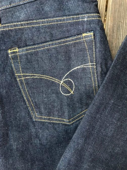 JB401S 14.8 oz. Texas Selvedge Jeans back pocket stitching.