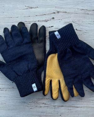 Upstate Stock Navy Melange Deerskin Gloves