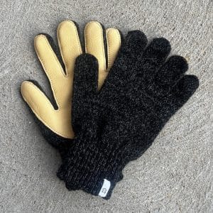 Upstate Stock Black Melange Deerskin Gloves