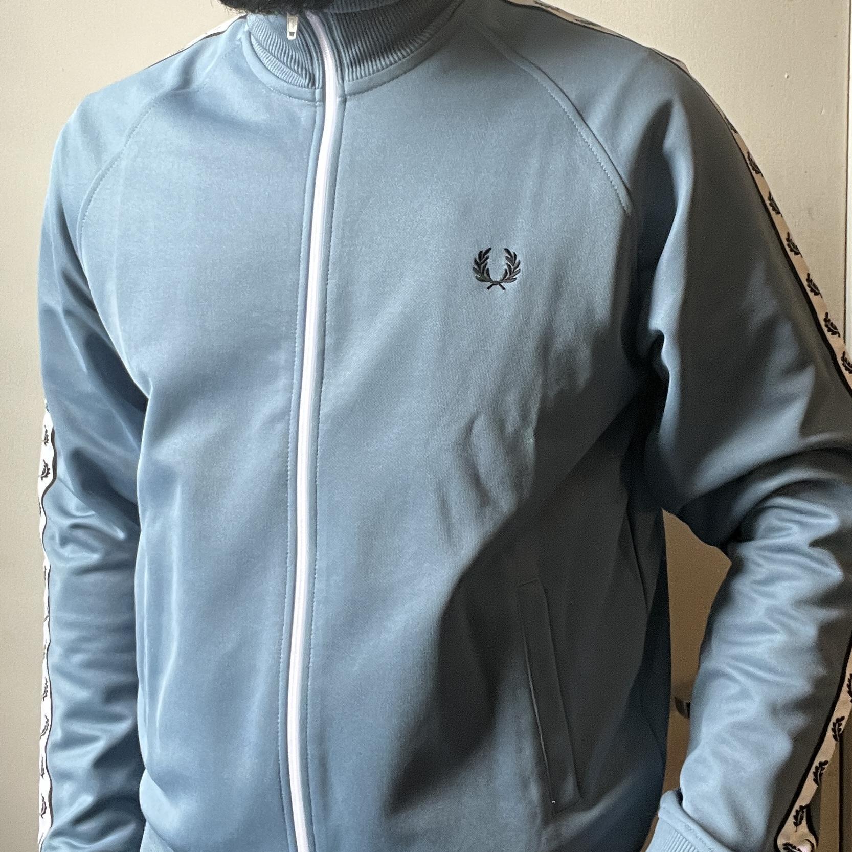 Fred Perry J6231 Taped Ash Blue Track Jacket - Crimson Serpents