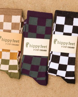 Hippy Feet Checkered Crew Socks Assorted