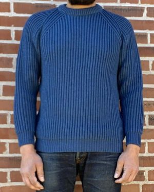 Gloverall Petrol Ribbed Fisherman Sweater