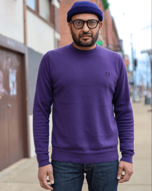 Fred Perry K9601 Classic Crewneck Sweater Purple Heart