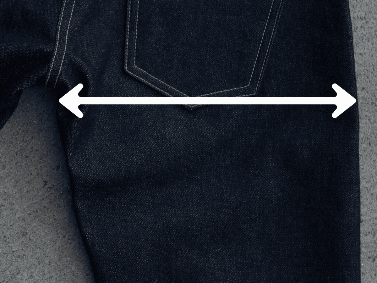 Crimson Serpents Outpost Denim Sizing Guide. Thigh measurement.