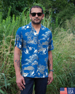 Japanese Cranes Aloha Shirt by Two Palms. Made in Hawaii.