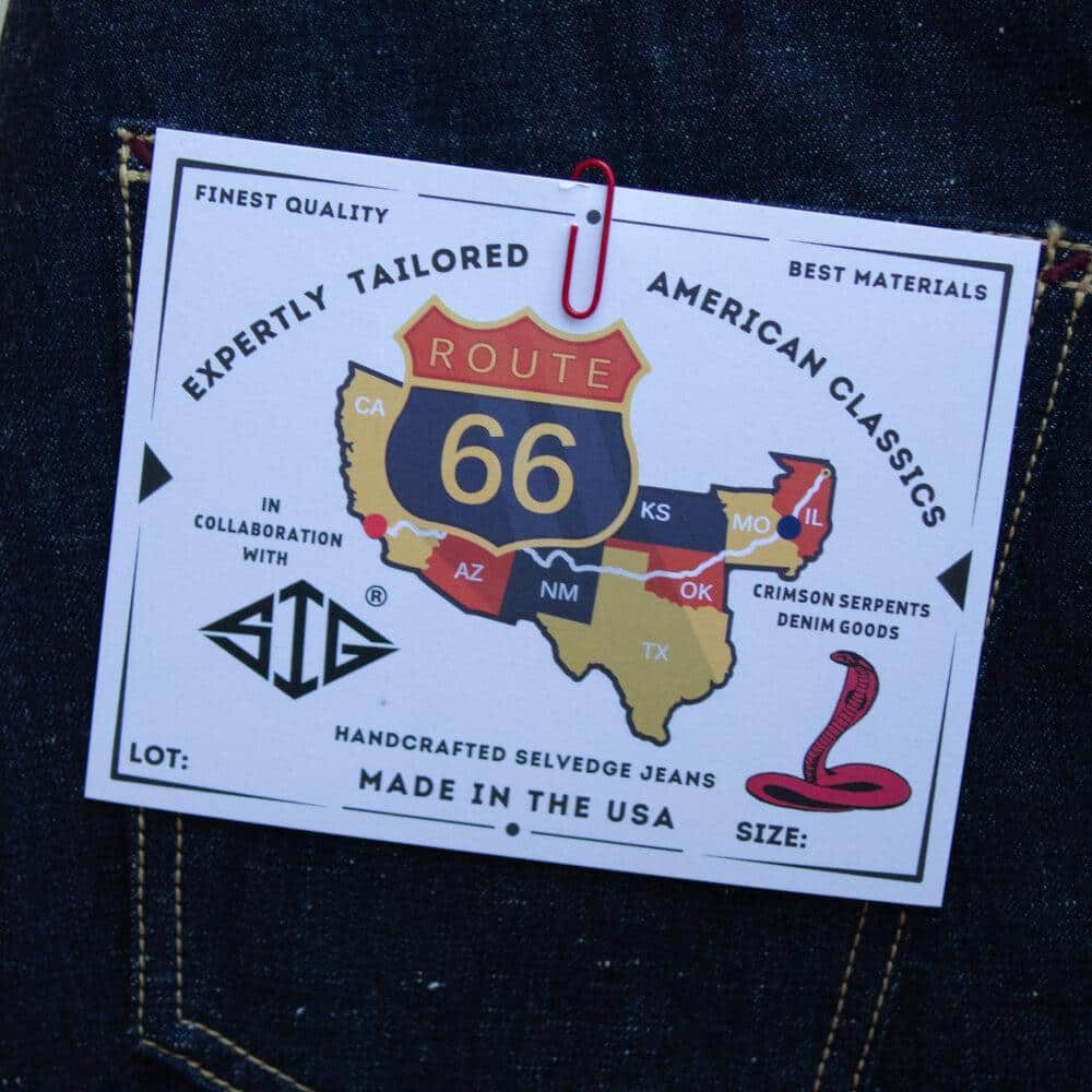 Cobra Nep Selvedge Slim Straight by Crimson Serpents Denim Goods. Pocket flasher view.