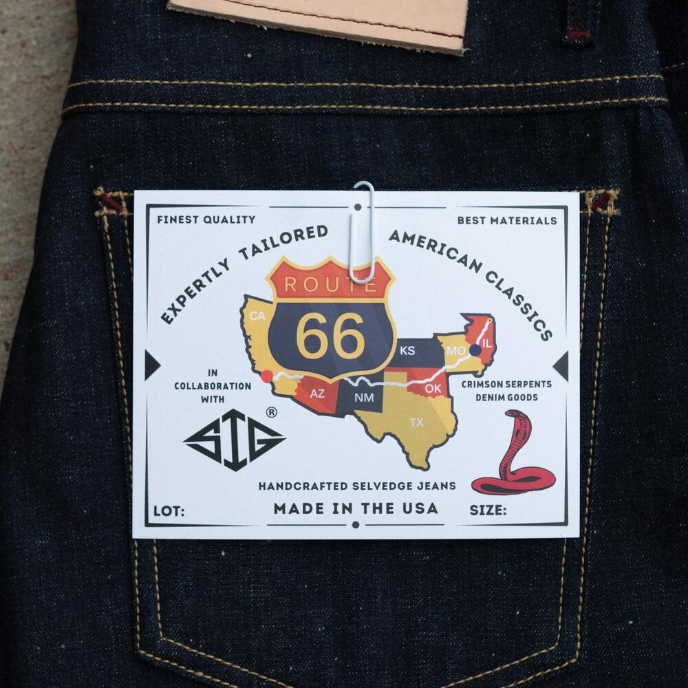 Adder Nep Selvedge Relaxed Tapered by Crimson Serpents Denim Goods. Pocket Flasher View.