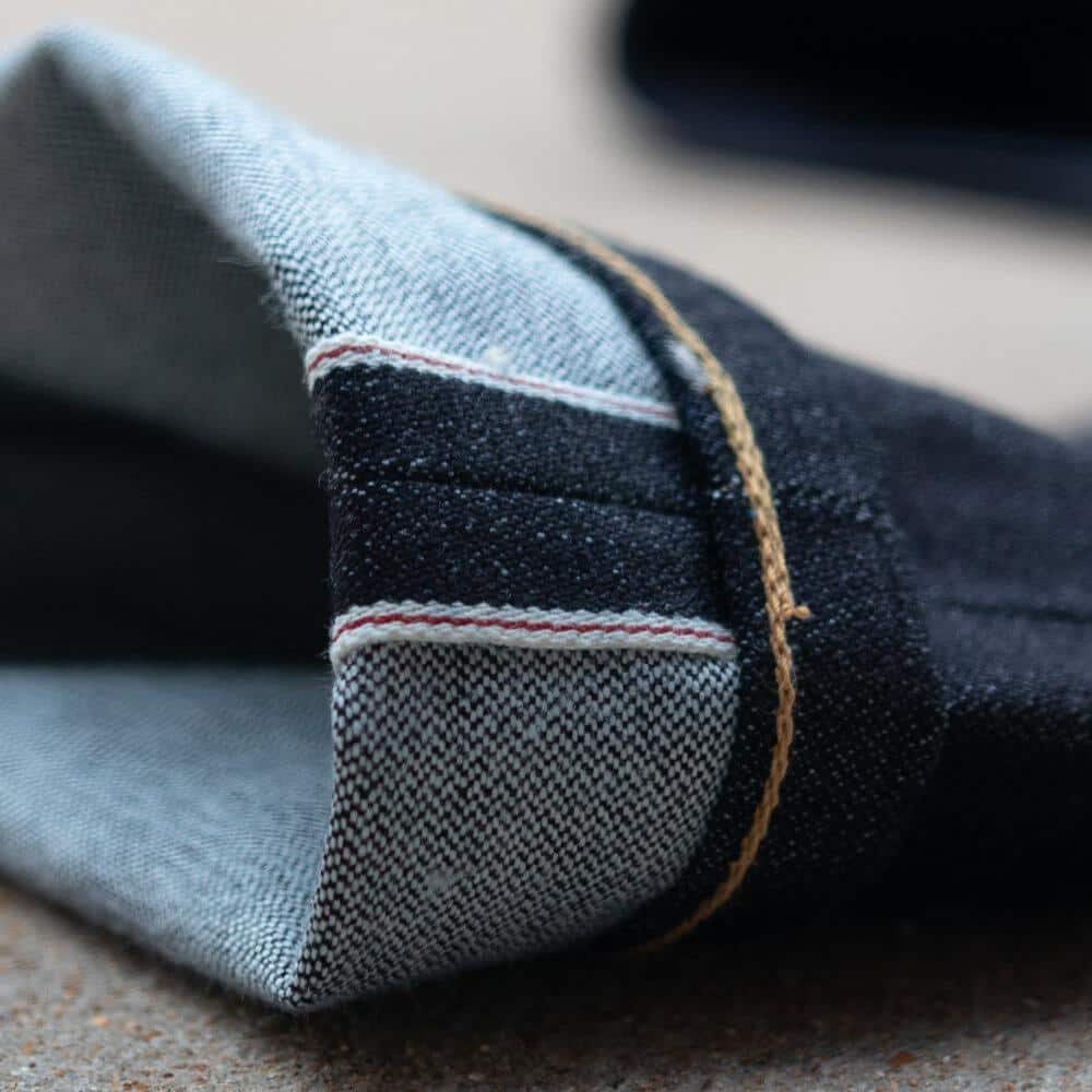 Cobra Broken Twill Selvedge Slim Straight by Crimson Serpents Denim Goods. Selvedge ID and chainstitch view.