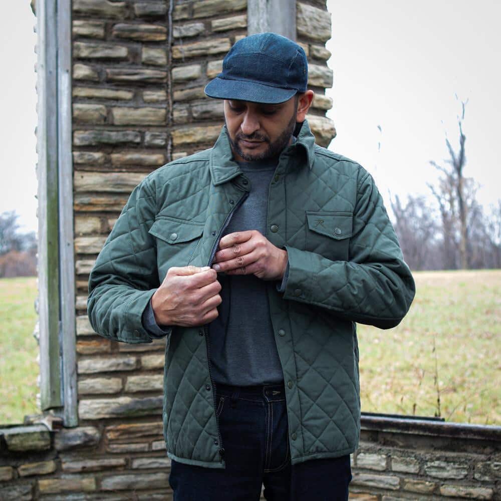 Diamond Quilted Cotton Jacket by Rothco in olive drab.