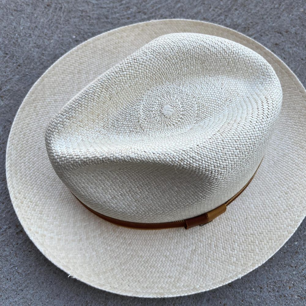 Halpern Panama Fedora from Bailey of Hollywood. Crown view.