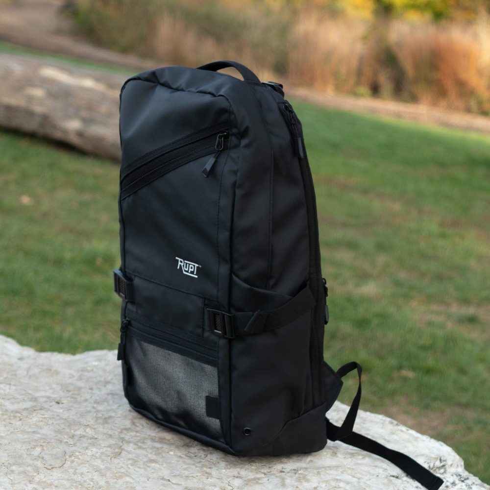 Rivin 18L Backpack by Rupt. Left water bottle pocket view.