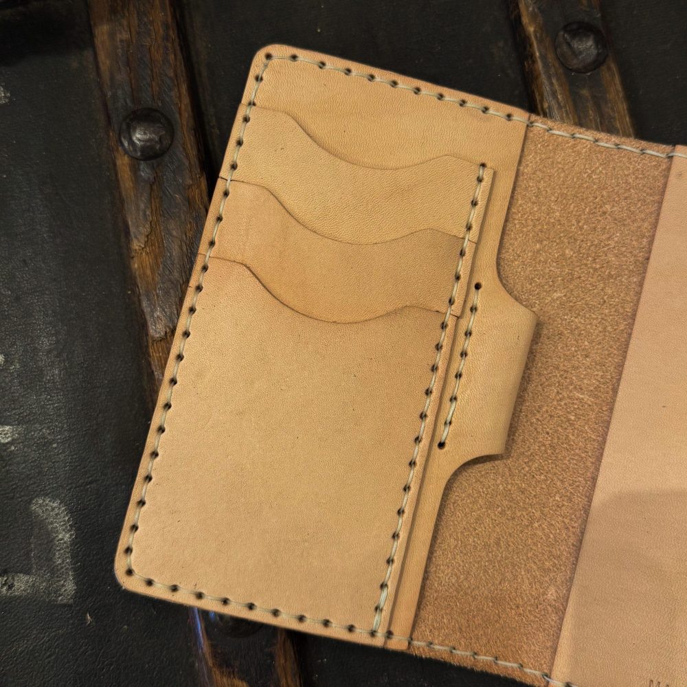 Leather Journal Cover. Card pocket view.