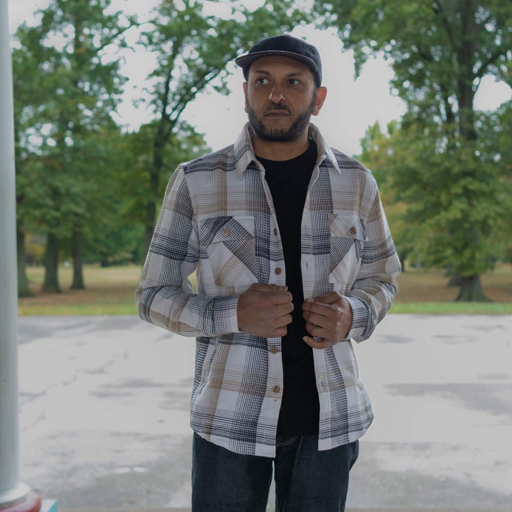 Stonebridge Shirt Jacket by Vustra. Worn open view #2.