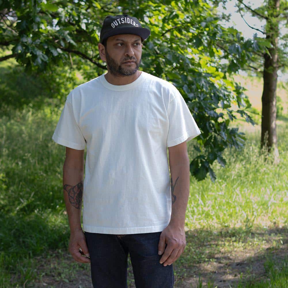 Off-White Boxy Heavyweight Tee. Worn view #1.