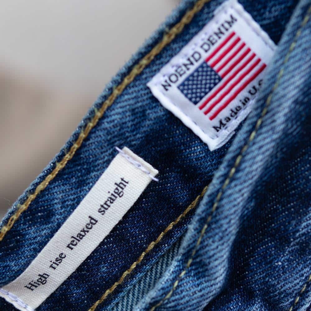 Slacker Relaxed Straight Leg by Noend Denim. Waistband labels view.