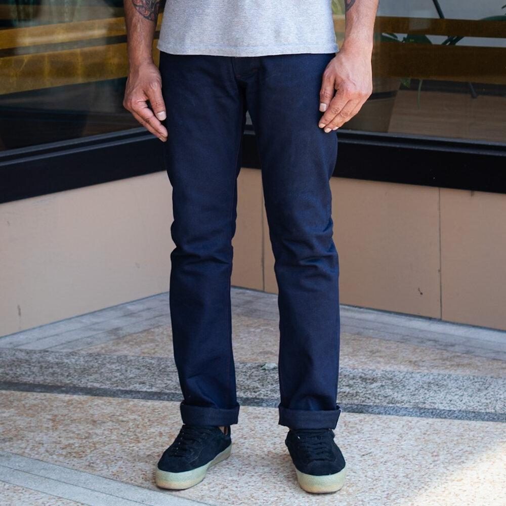 Cobra Indigo Black Selvedge front view.