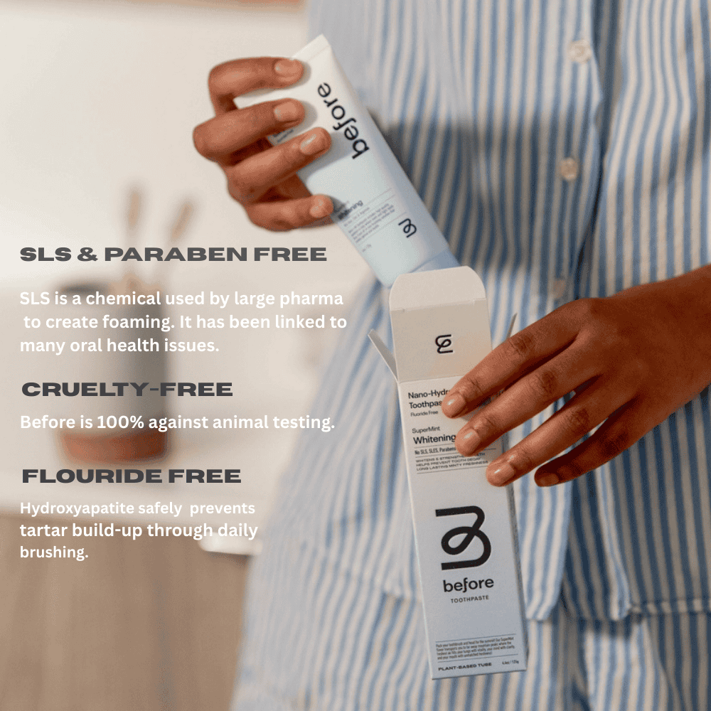 n-HA Whitening Toothpaste by Before. SLA, paraben, cruelty, and fluoride-free photo.