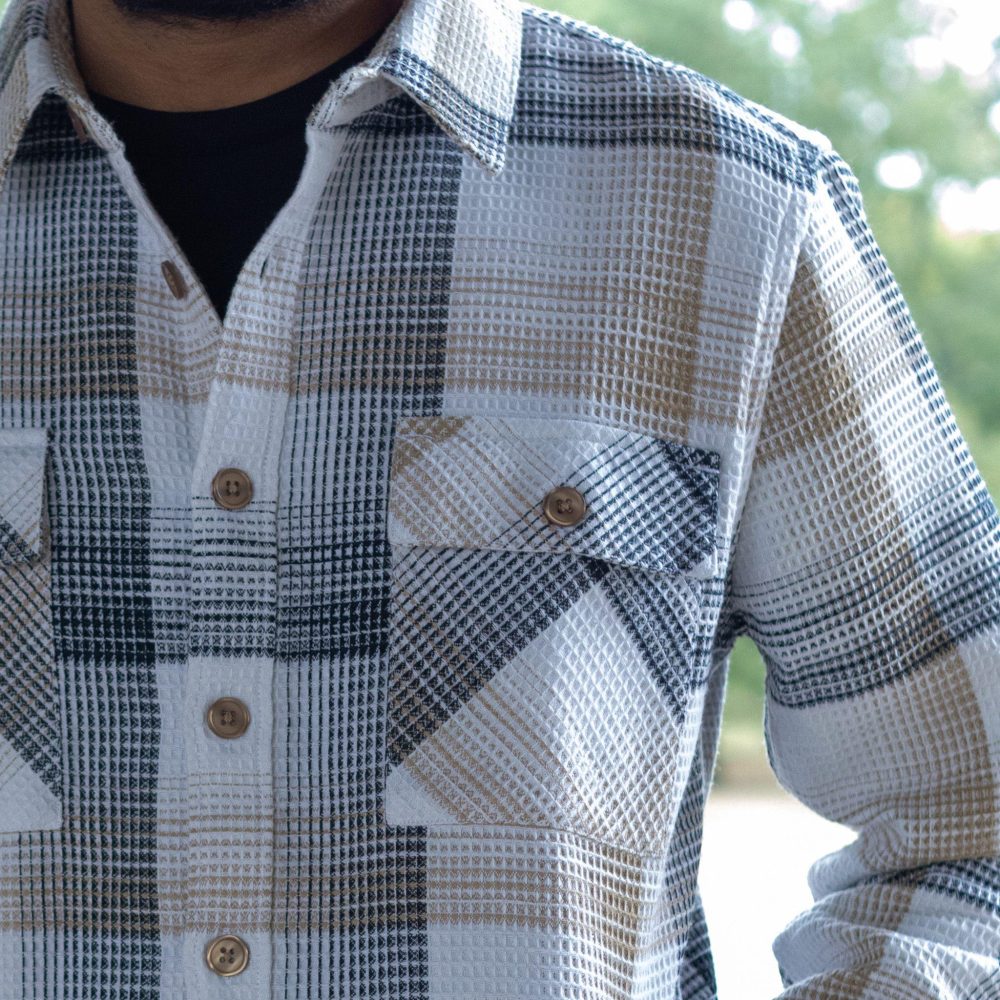 Stonebridge Shirt Jacket by Vustra. Chest pocket view.