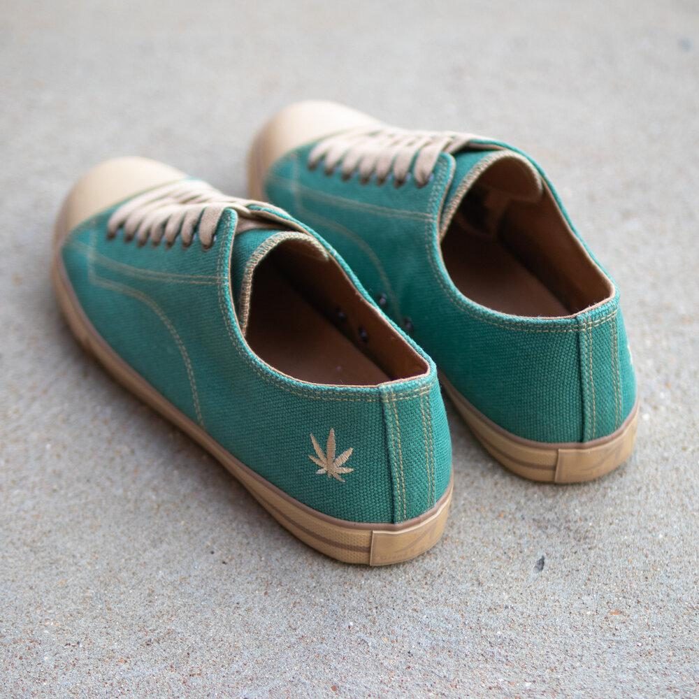 Marley Low Top Sneakers Seagreen by Greenergrass. Back view.
