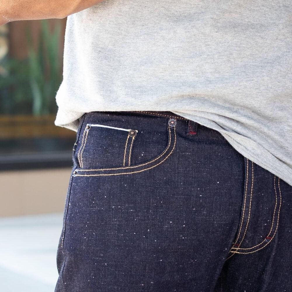 Cobra Nep Selvedge Slim Straight by Crimson Serpents Denim Goods. Worn coin pocket view.