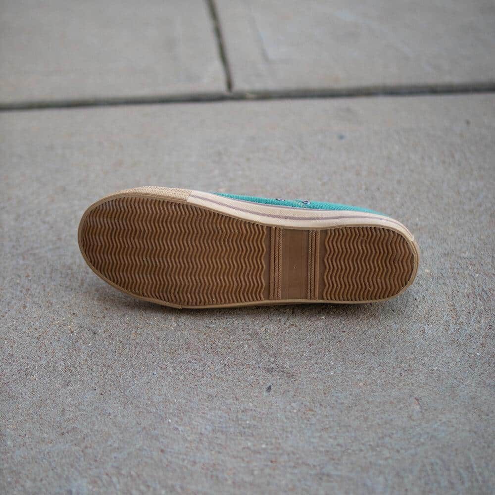 Marley Low Top Sneakers Seagreen by Greenergrass. Bottom of sole view.
