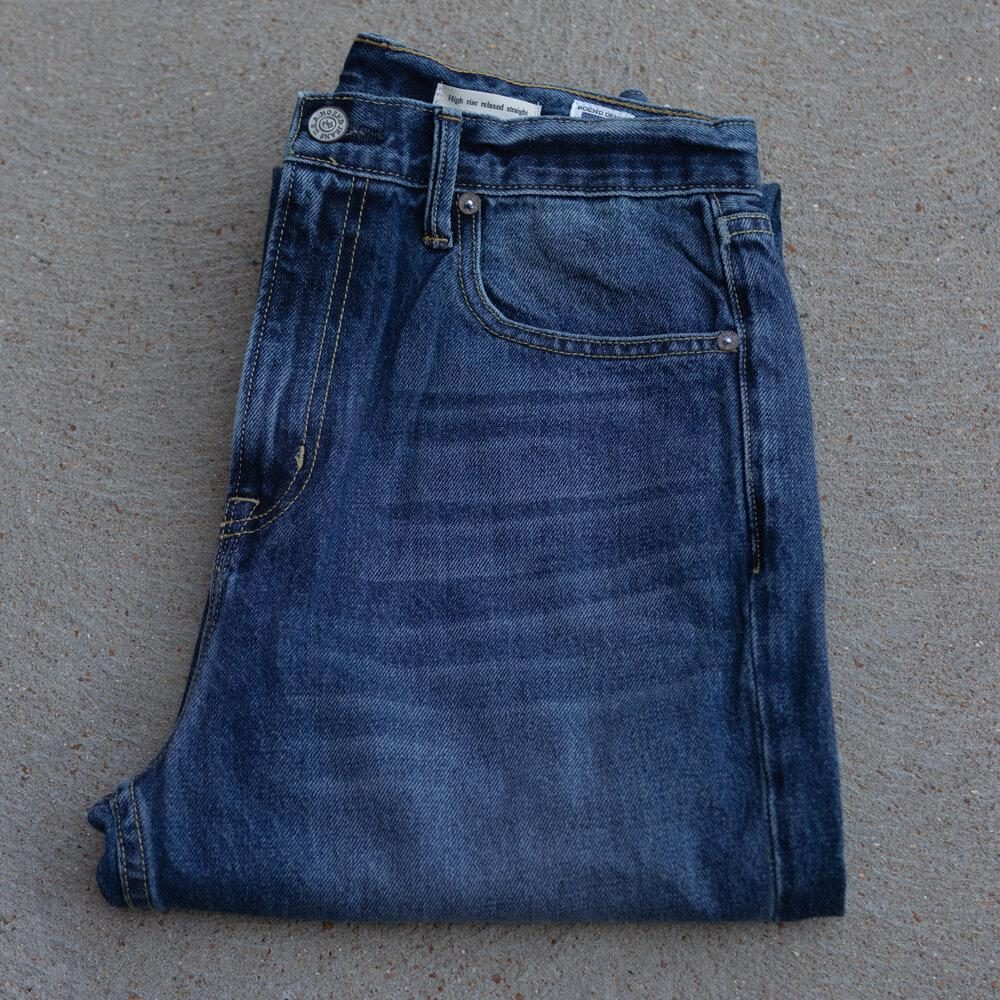 Slacker Relaxed Straight Leg by Noend Denim. Folded front view.