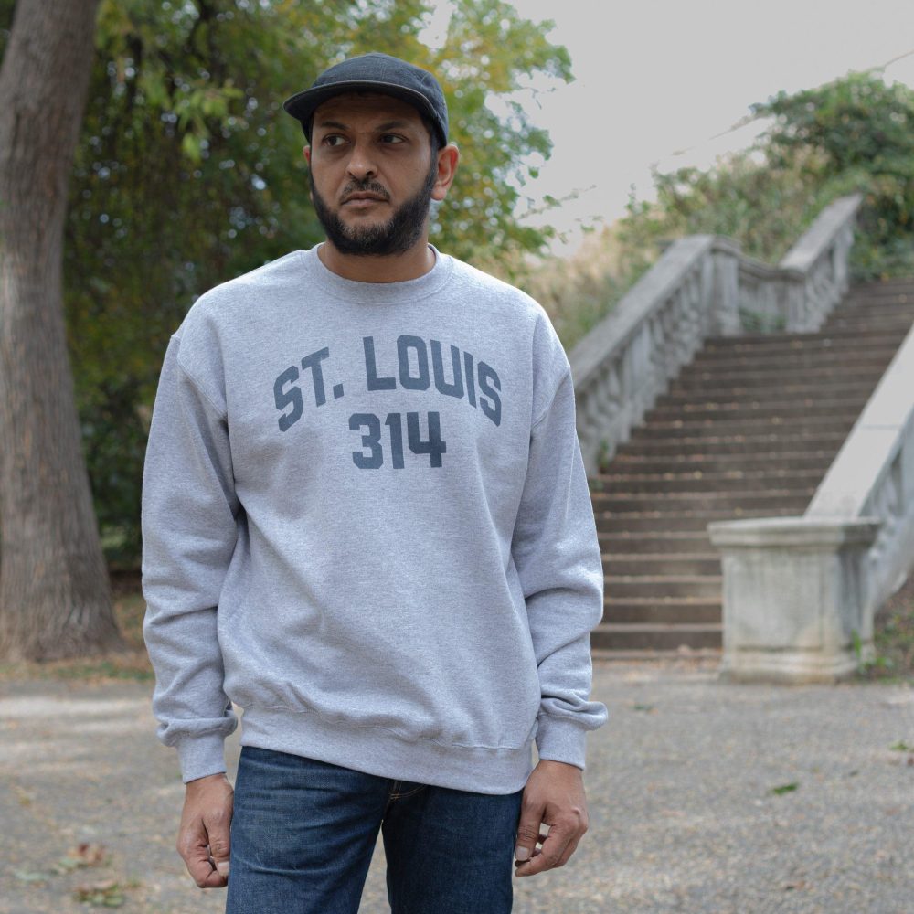 St. Louis 314 Sweatshirt by Boredwalk. Worn view #2.
