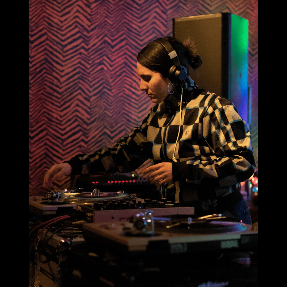 Glitch Graphic Track Jacket Fred Perry. Female worn view 5.