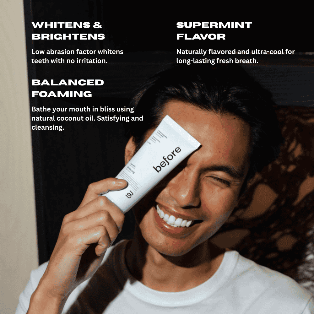 n-HA Whitening Toothpaste by Before. Brightens and whitens your teeth.