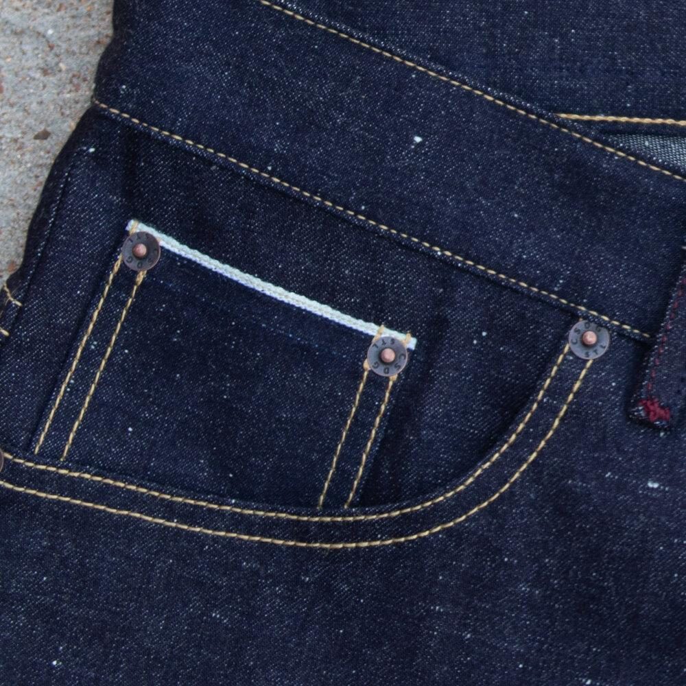 Cobra Nep Selvedge Slim Straight by Crimson Serpents Denim Goods. Coin-pocket close-up view.