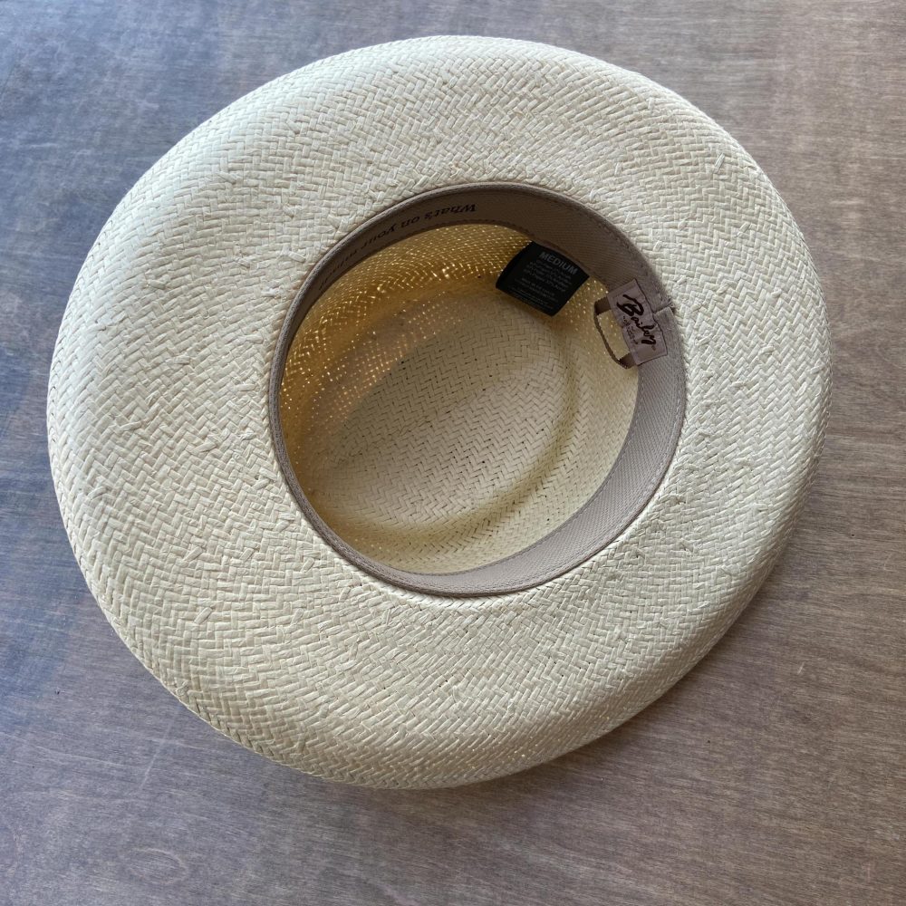 Rockett Gambler Hat from Bailey of Hollywood. Underside view.