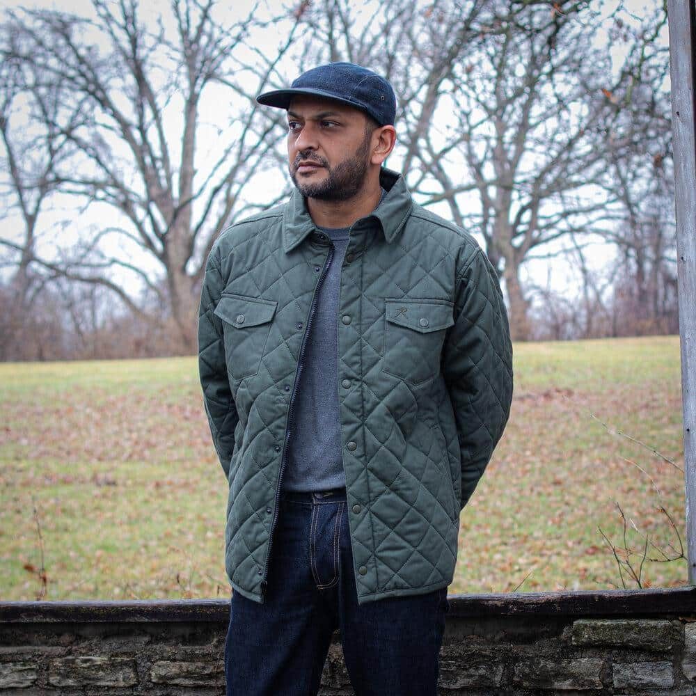 Diamond Quilted Cotton Jacket by Rothco in olive drab.